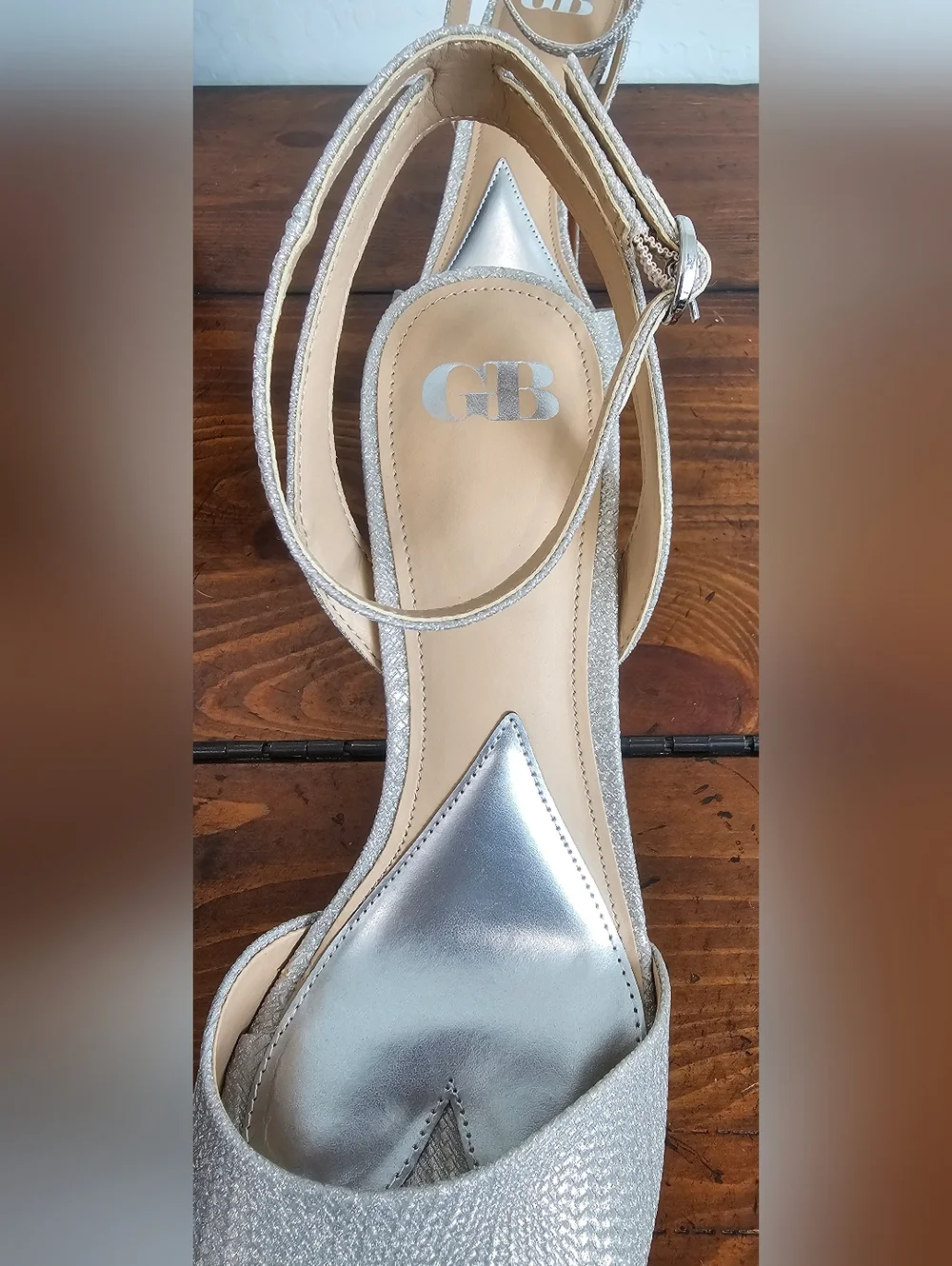 Silver Metallic Glitter Platform Slingback Sandals/Heels Women's SZ 9.5 & 10 NEW